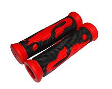 Грипсы для велосипеда 130мм, резина, черно-красные, рисунок "Пламя" (EHG-25)