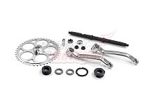 Шатуны Вело на мотор (изогнутые) с ОСЬЮ лев.+ прав. со звездой 44/165 квадрат хром