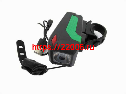 Фара передняя с звуковым сигналом HJ-7599, сенсорная кнопка, 350 Lumens Фара передняя с звуковым сигналом HJ-7599, сенсорная кнопка, 350 Lumens